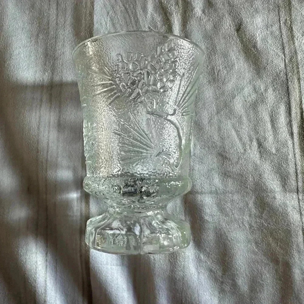 Tiara Glassware Ponderosa Pine 6” Footed Goblets Clear Vintage Set Of 4